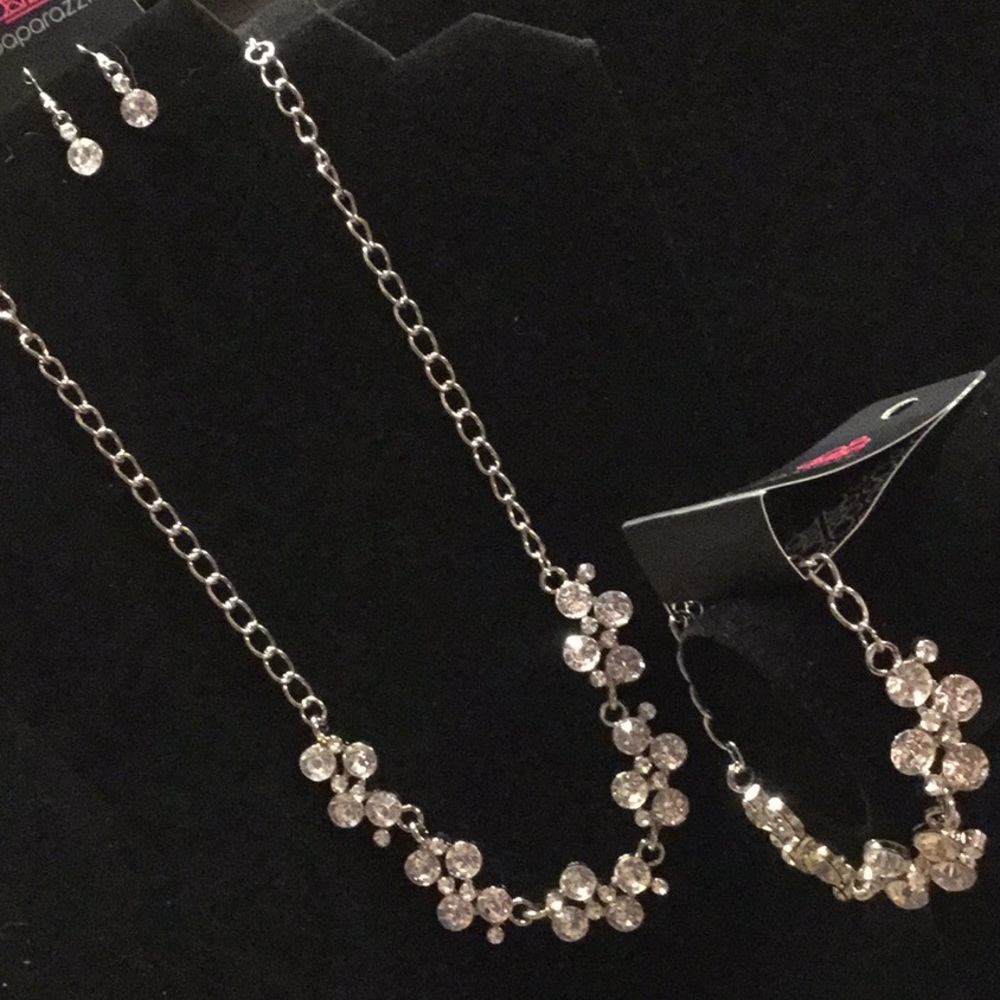 Silver Blockbuster:  Necklace, Earrings, Bracelet.